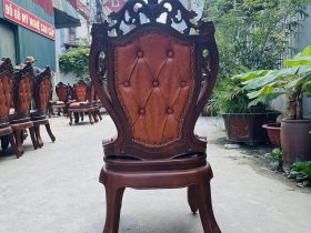 Mẫu ghế louis hoàng gia bọc đệm gỗ gõ đỏ cao cấp 12 mặt lưng của ghế ăn louis