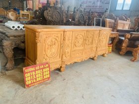 Mẫu kệ tivi hoa hồng gỗ gõ đỏ (Anh Chiến, Hà Nam) 8 mẫu kệ tivi gỗ gõ đỏ phong cách hoàng gia