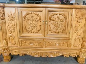 Mẫu kệ tivi hoa hồng gỗ gõ đỏ (Anh Chiến, Hà Nam) 11 trung tâm thân kệ