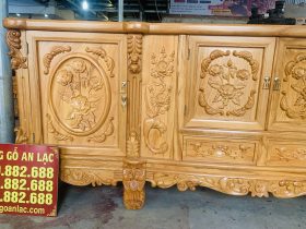 Mẫu kệ tivi hoa hồng gỗ gõ đỏ (Anh Chiến, Hà Nam) 12 thân kệ thiết kế tủ cánh đục hoa hồng
