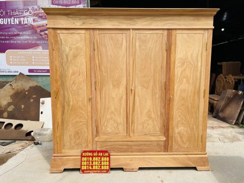 mẫu tủ quần áo gỗ gõ đỏ