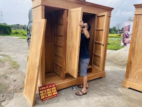 Mẫu tủ quần áo gỗ gõ đỏ hiện đại 22 mặt cánh khuôn 4 ván 2