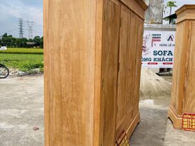 Mẫu tủ quần áo gỗ gõ đỏ hiện đại 17 mặt hồi tủ khung tranh