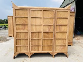 Mẫu tủ quần áo gỗ gõ đỏ hiện đại 18 mặt hậu gia cố nhiều thang ngang