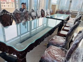 Siêu phẩm 2 bàn ăn hoàng gia 24 ghế louis bọc đệm gỗ gõ đỏ (Anh Định, Vĩnh Phúc) 32 mẫu bàn ăn kích thước hoành tráng