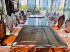 Siêu phẩm 2 bàn ăn hoàng gia 24 ghế louis bọc đệm gỗ gõ đỏ (Anh Định, Vĩnh Phúc) 33 bộ 2 bàn ăn hoàng gia