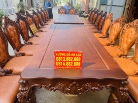 Siêu phẩm 2 bàn ăn hoàng gia 24 ghế louis bọc đệm gỗ gõ đỏ (Anh Định, Vĩnh Phúc) 24 bàn ăn khung ván dày dặn