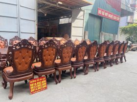 Siêu phẩm 2 bàn ăn hoàng gia 24 ghế louis bọc đệm gỗ gõ đỏ (Anh Định, Vĩnh Phúc) 26 24 ghế ngồi gỗ gõ đỏ bọc đệm da