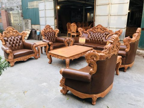 siêu phẩn bàn ghế hoàng gia gỗ gõ đỏ 10 món