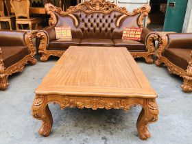 Bàn giao bộ bàn ghế hoàng gia bọc đệm gỗ gõ đỏ 10 món cho Anh Nghiêm- Bắc Ninh 17 bộ bàn ghế louis hoàng gia 10 món