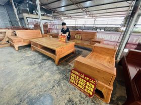 bộ sofa 5 món chất liệu gỗ hương đá
