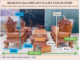 Bộ bàn ghế louis hoàng gia nguyên khối 6 món gỗ gõ đỏ của Chú Minh , Quy Nhơn 17 kích thước BỘ HOÀNG GIA 6 MÓN GỖ VÁN LIỀN TẤM GỖ GÕ ĐỎ