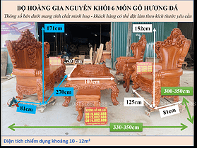 Bộ bàn ghế hoàng gia nguyên khối 6 món gỗ hương đá siêu vip (Anh Đông - Sóc Sơn ) 24 kích thước BỘ HOÀNG GIA NGUYÊN KHỐI 6 MÓN GỖ HƯƠNG ĐÁ