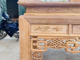 Án gian dơi ngũ phúc cỡ đại 2m57 gỗ gõ đỏ chú Hợp - Nam Định 21 án gian chân cột 14