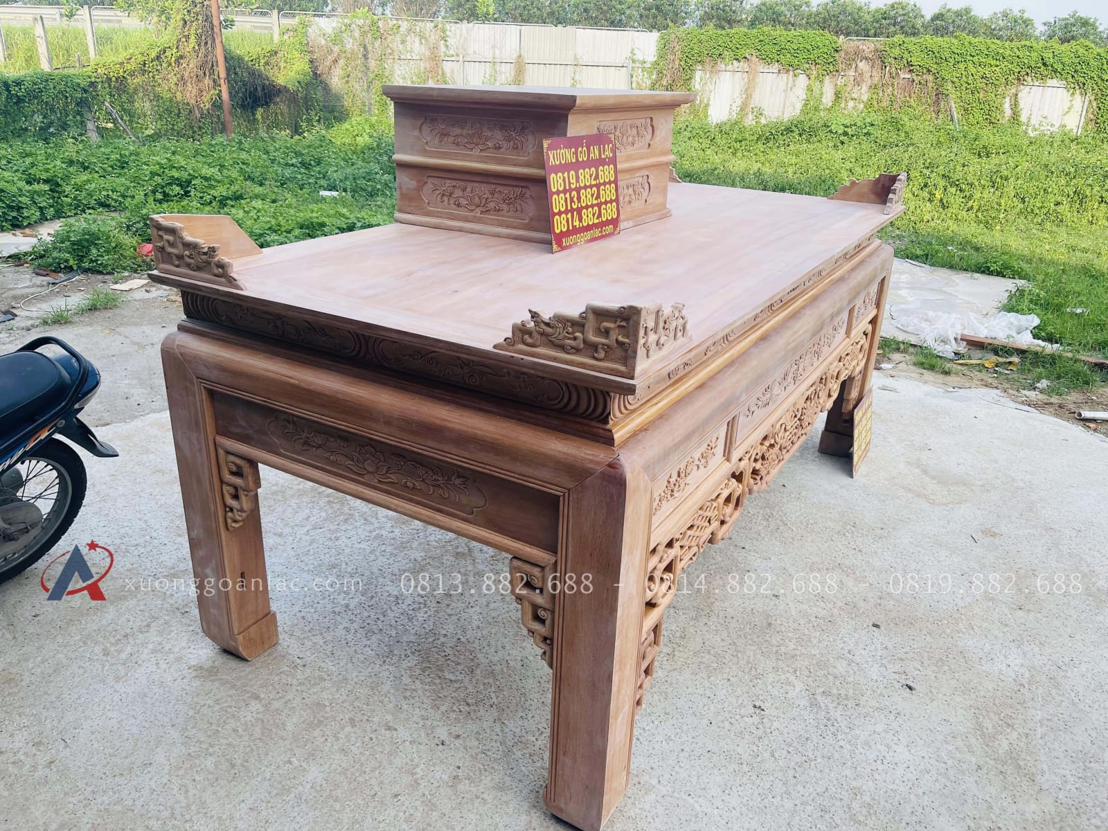 Án gian dơi ngũ phúc cỡ đại 2m57 gỗ gõ đỏ chú Hợp - Nam Định 26 mẫu án gian có đi kèm nhị cấp