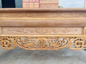 Án gian dơi ngũ phúc cỡ đại 2m57 gỗ gõ đỏ chú Hợp - Nam Định 18 phần dạ trung tâm đục tỉa tinh xảo