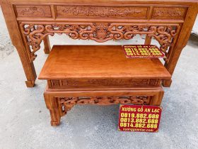 Mẫu án gian thờ ngũ phúc và bàn cơm 1m97 chú Hải - Bắc Ninh 26 mặt bàn khung tranh ván liền
