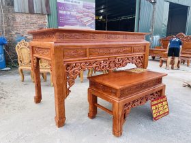 Mẫu án gian thờ ngũ phúc và bàn cơm 1m97 chú Hải - Bắc Ninh 15 combo sập thờ và bàn cơm