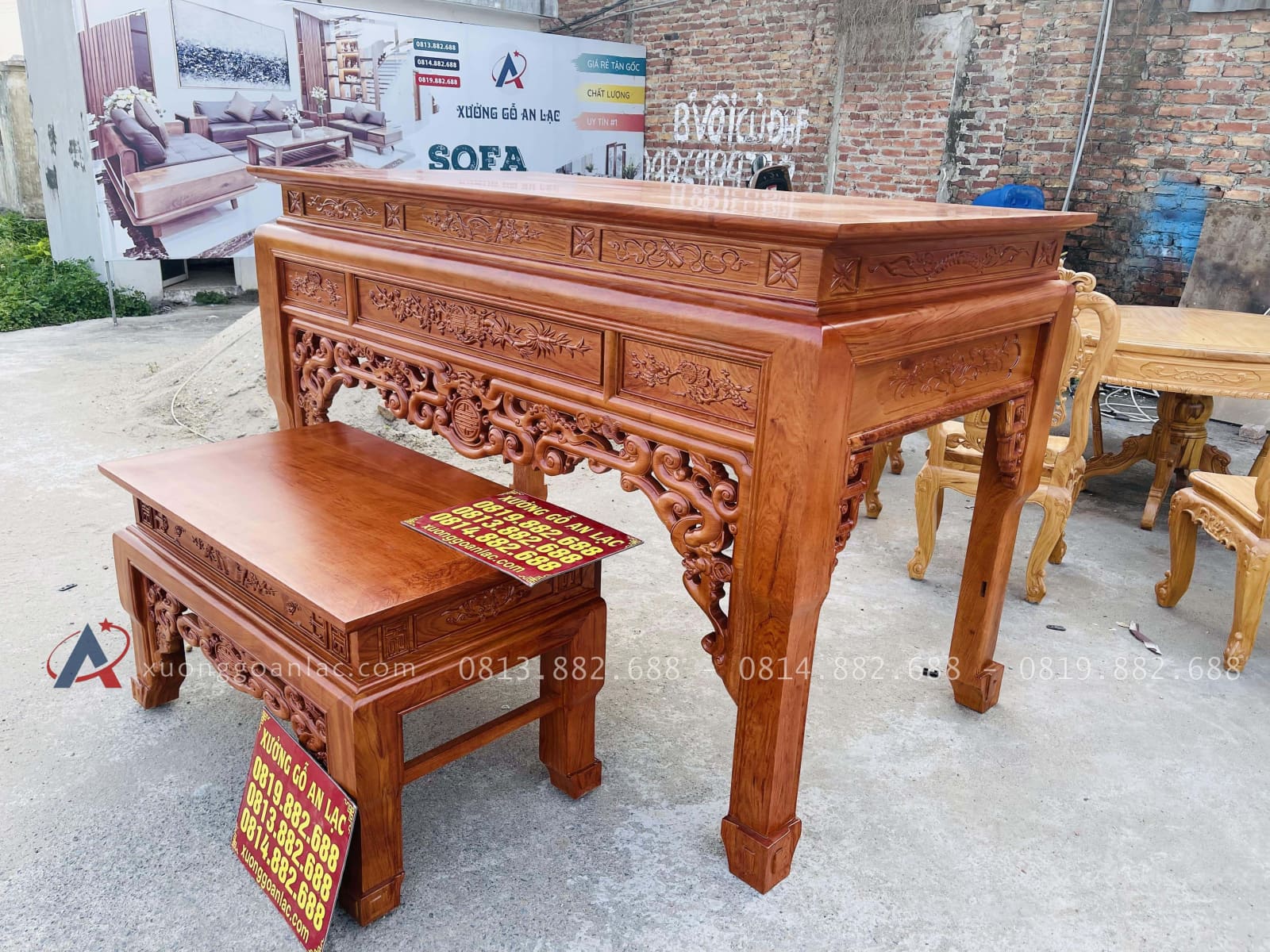 Mẫu án gian thờ ngũ phúc và bàn cơm 1m97 chú Hải - Bắc Ninh 29 mẫu án gian thờ rộng rãi