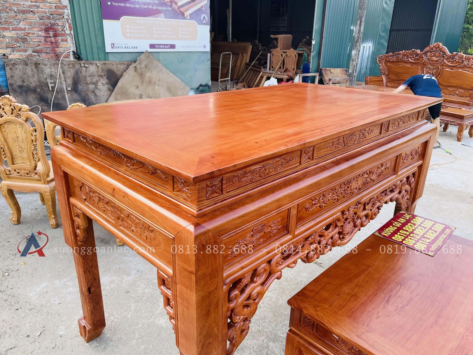 Mẫu án gian thờ ngũ phúc và bàn cơm 1m97 chú Hải - Bắc Ninh 5 mặt án gian thiết kế rộng rãi