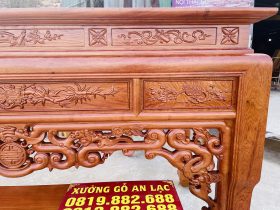 Mẫu án gian thờ ngũ phúc và bàn cơm 1m97 chú Hải - Bắc Ninh 21 cổ án gian 12p đục họa tiết