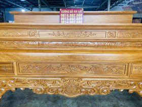 Mẫu án gian thờ nhị cấp Dơi Ngũ Phúc 2m17 gỗ gõ đỏ chân 12 (Chú Kỳ, Hòa Bình) 14 mặt tiền của án gian