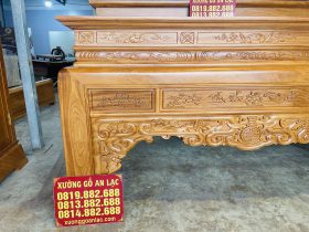Mẫu án gian thờ nhị cấp Dơi Ngũ Phúc 2m17 gỗ gõ đỏ chân 12 (Chú Kỳ, Hòa Bình) 15 yếm án gian dày 4cm