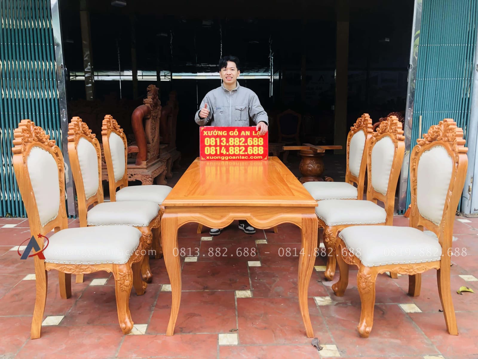 Bộ bàn ăn louis 6 ghế hoàng gia bọc đệm cao cấp (Chị Lan, An Giang) 20 bàn ăn louis 6 ghế hoàng gia bọc đệm cao cấp