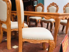 Bộ bàn ăn louis 6 ghế hoàng gia bọc đệm cao cấp (Chị Lan, An Giang) 19 ghế ăn louis chân liền