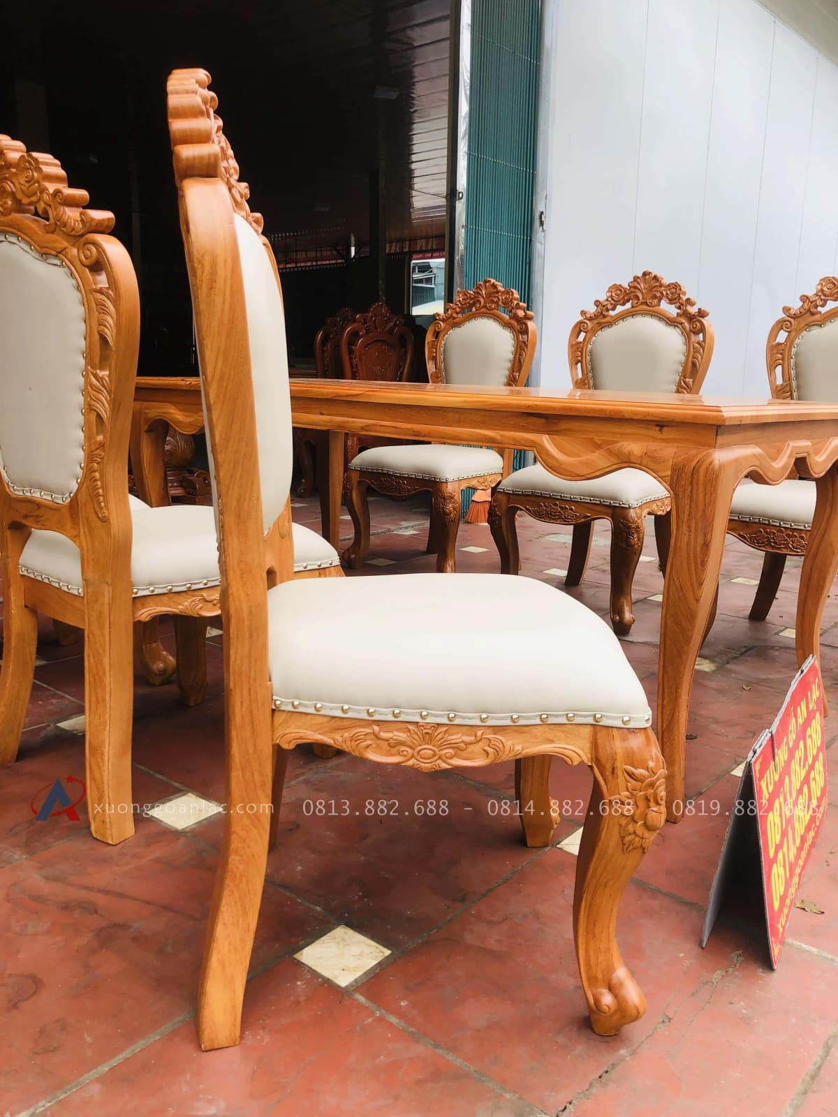 Bộ bàn ăn louis 6 ghế hoàng gia bọc đệm cao cấp (Chị Lan, An Giang) 29 ghế ăn louis chân liền