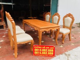 Bộ bàn ăn louis 6 ghế hoàng gia bọc đệm cao cấp (Chị Lan, An Giang) 11 bàn ăn louis hoàng gia sang trọng
