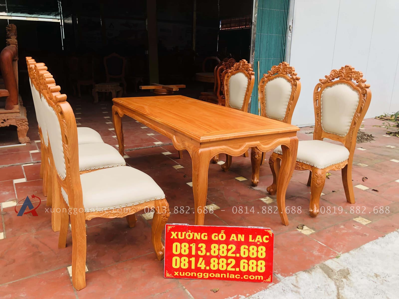Bộ bàn ăn louis 6 ghế hoàng gia bọc đệm cao cấp (Chị Lan, An Giang) 21 bàn ăn louis hoàng gia sang trọng