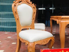 Bộ bàn ăn louis 6 ghế hoàng gia bọc đệm cao cấp (Chị Lan, An Giang) 17 mẫu ghế louis hoa lá tây