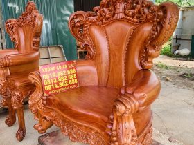 Bộ bàn ghế hoàng gia nguyên khối 6 món gỗ hương đá siêu vip (Anh Đông - Sóc Sơn ) 33 ghế đơn louis bề thế