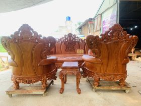 Bộ bàn ghế hoàng gia nguyên khối 6 món gỗ hương đá siêu vip (Anh Đông - Sóc Sơn ) 39 mặt sau của ghế đơn