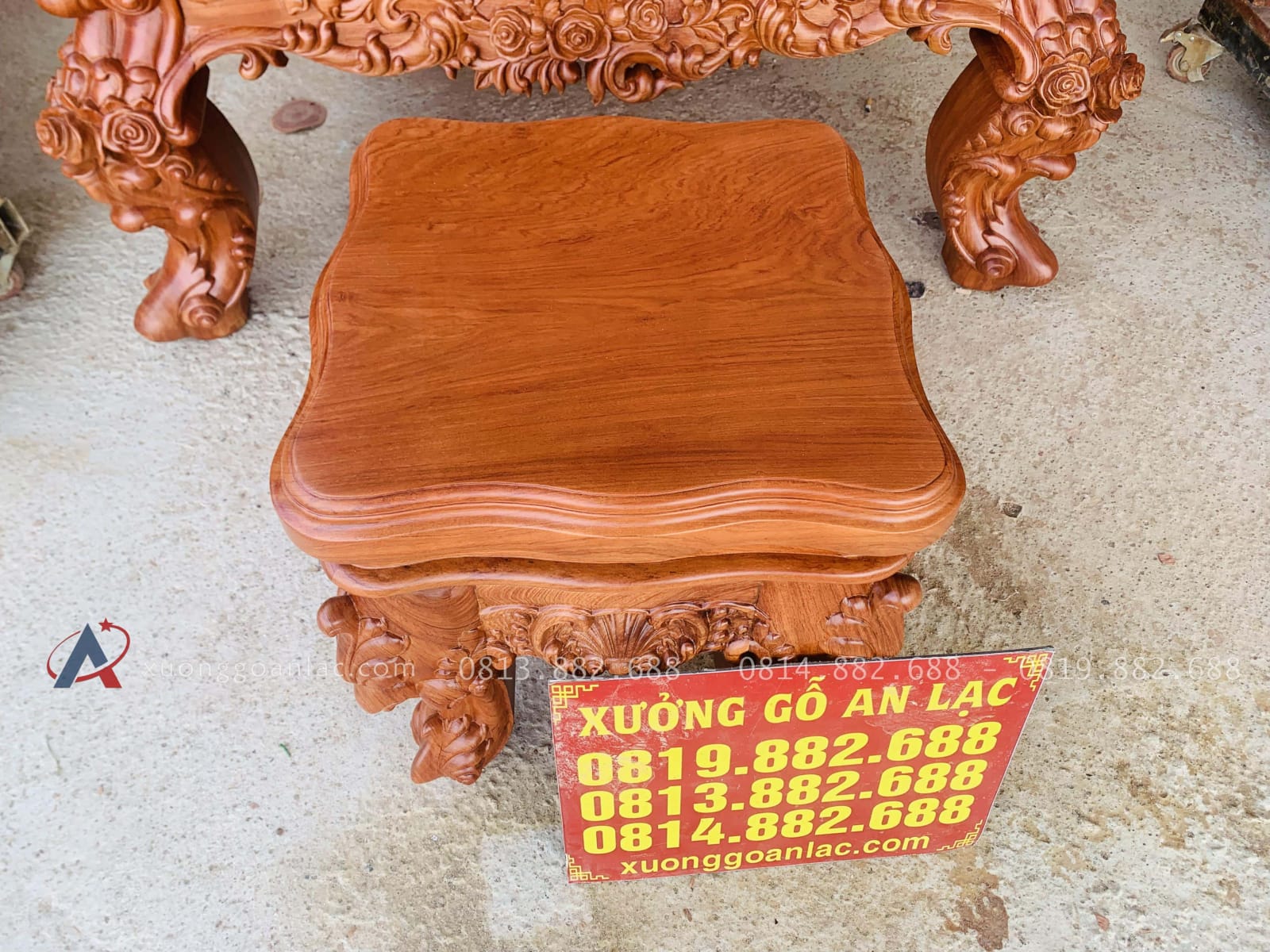Bộ bàn ghế hoàng gia nguyên khối 6 món gỗ hương đá siêu vip (Anh Đông - Sóc Sơn ) 63 đôn ngồi gỗ hương đá