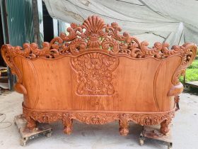 Bộ bàn ghế hoàng gia nguyên khối 6 món gỗ hương đá siêu vip (Anh Đông - Sóc Sơn ) 31 lưng đoản dài gỗ hương đá