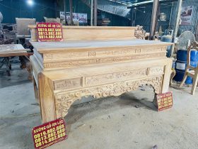 Bản mộc án gian thờ nhị cấp dơi ngũ phúc 2m17 giao Hà Tĩnh 14 mẫu án gian hoàn thiện mộc