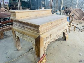 Bản mộc án gian thờ nhị cấp dơi ngũ phúc 2m17 giao Hà Tĩnh 15 án gian nhị cấp gỗ gõ đỏ