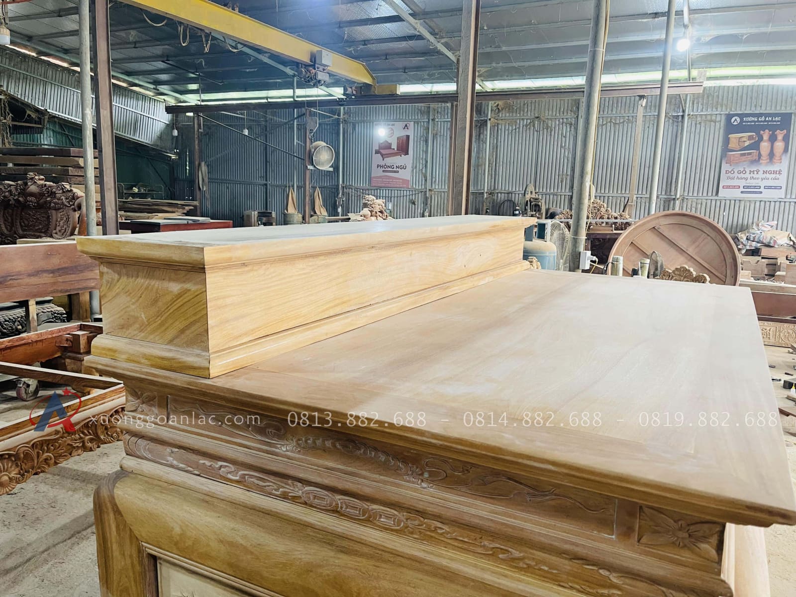 Bản mộc án gian thờ nhị cấp dơi ngũ phúc 2m17 giao Hà Tĩnh 29 thiết kế nhị cấp 25p