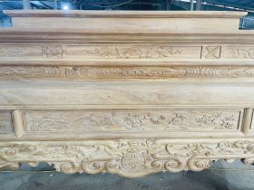 Bản mộc án gian thờ nhị cấp dơi ngũ phúc 2m17 giao Hà Tĩnh 20 Mặt tiền của án gian đục tỉa tinh xảo