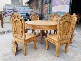 Bộ bàn ăn tròn 6 ghế hồng hạt gỗ gõ đỏ cao cấp (Chị Hằng, Phú Thọ) 10 bộ bàn ăn louis hoàng gia sang trọng