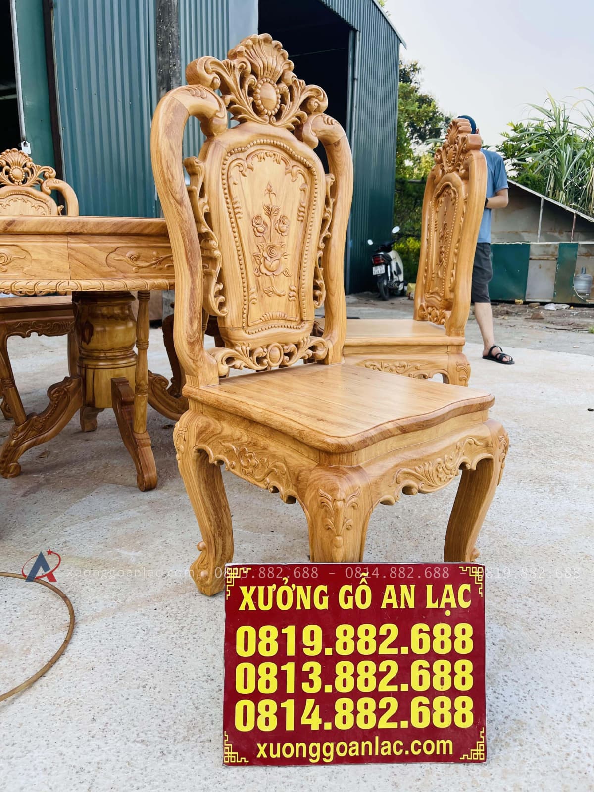 Bộ bàn ăn tròn 6 ghế hồng hạt gỗ gõ đỏ cao cấp (Chị Hằng, Phú Thọ) 24 mẫu ghế louis hồng hạt cao cấp