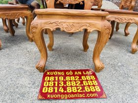 Bộ bàn ăn tròn 8 ghế louis gỗ gõ đỏ hàng vip (Chú Tuệ, Cao Bằng) 21 hệ chân yếm ghế đục lá tây