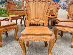 Bộ bàn ăn tròn 8 ghế louis gỗ gõ đỏ hàng vip (Chú Tuệ, Cao Bằng) 16 bộ bàn ăn 8 ghế