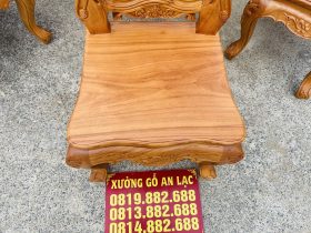 Bộ bàn ăn tròn 8 ghế louis gỗ gõ đỏ hàng vip (Chú Tuệ, Cao Bằng) 20 mặt ghế ván tràn dày dặn