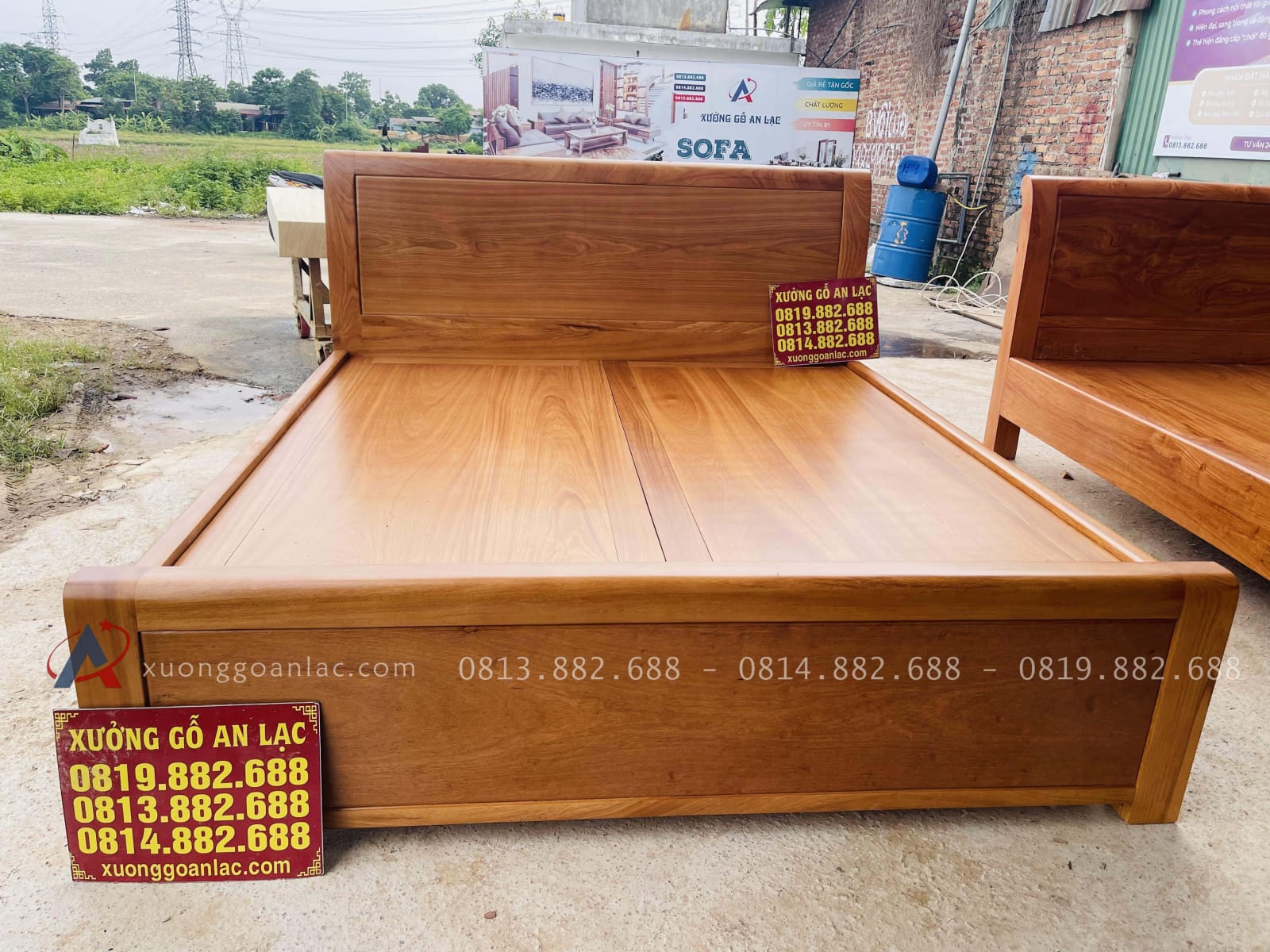 Giường trơn gỗ gõ dát phản 180x200cm 18 giường trơn hiện đại gỗ gõ đỏ