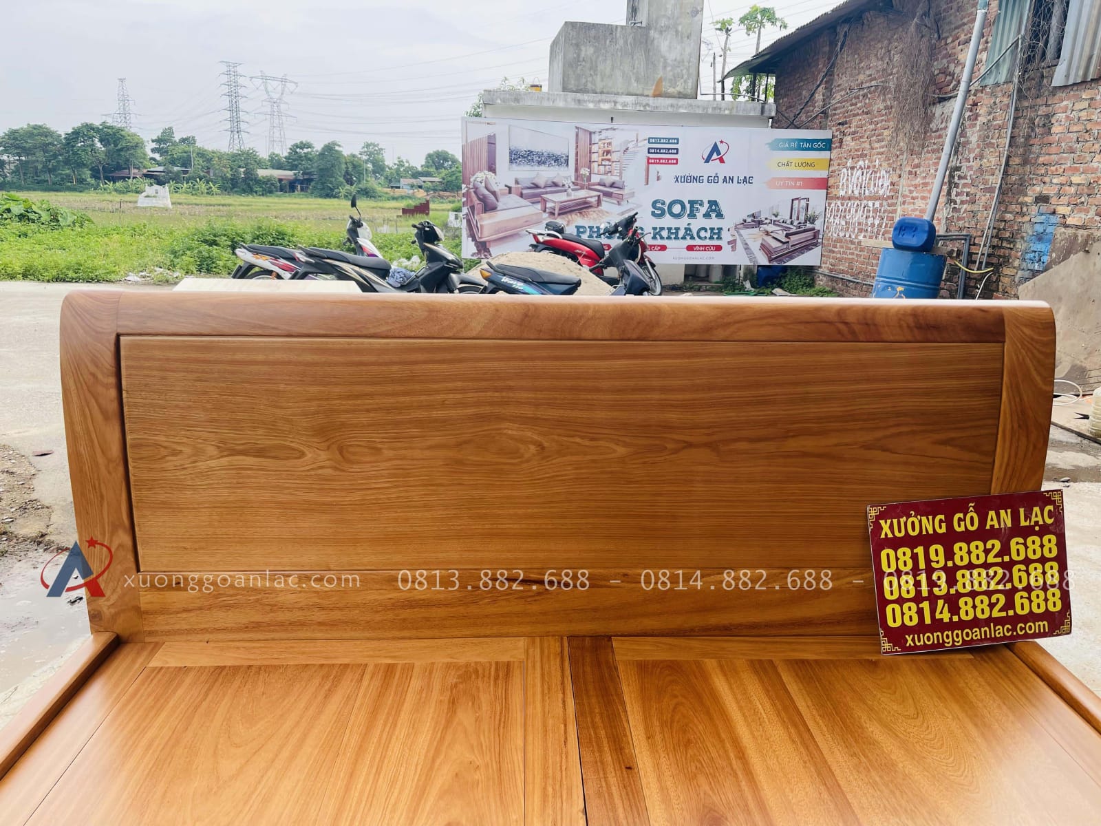 Giường trơn gỗ gõ dát phản 180x200cm 20 Đầu giường gỗ gõ đỏ
