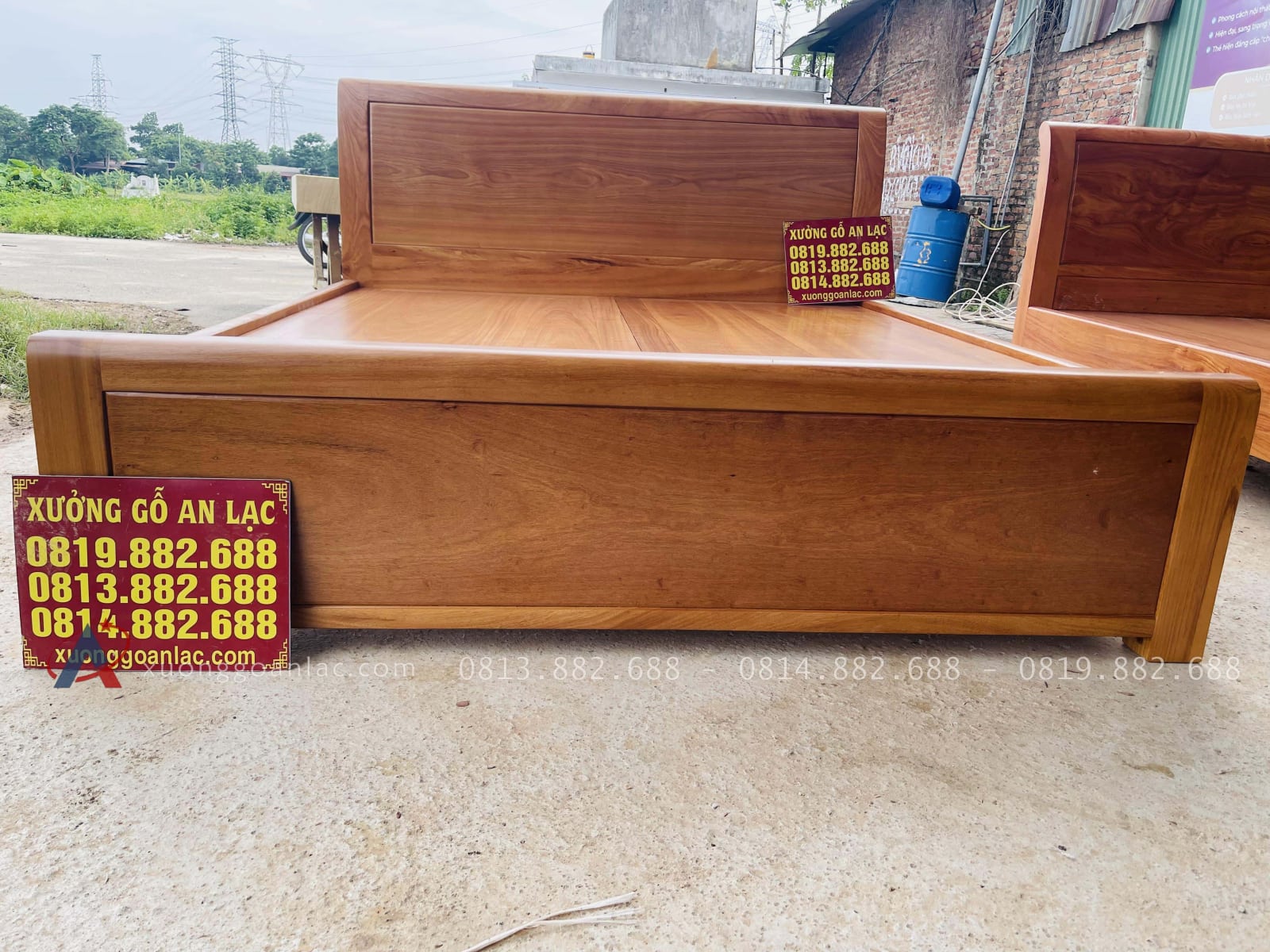 Giường trơn gỗ gõ dát phản 180x200cm 25 đuôi giường thiết kế trơn