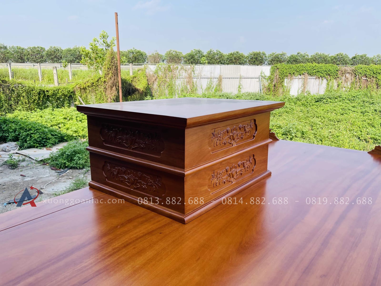 Án gian nhị cấp dơi ngũ phúc 2m57 gỗ gõ đỏ chân 14 giao Quảng Trị 37 nhị cấp gỗ gõ đỏ